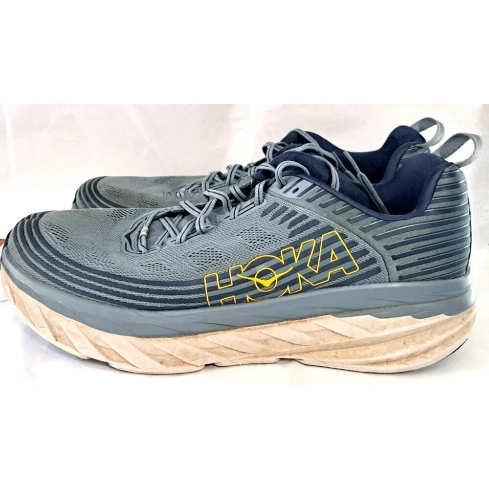 Hoka One One Men's 14  Bondi 6 Blue Low Cut Sneakers FLAW